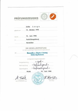 Zertifikat Abschluß Keramiker