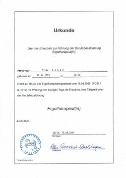 Zertifikat Ergotherapeutin